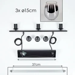 hofstein Suspension Verre 15cm Vevino Chrome, Clair, Fumé, 3 lumières