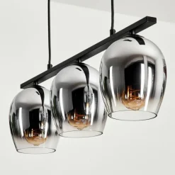 hofstein Suspension Verre 15cm Vevino Chrome, Clair, Fumé, 3 lumières