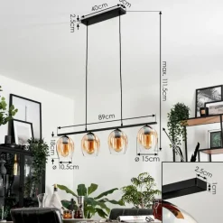 hofstein Suspension Verre 15cm Vevino Clair, 4 lumières