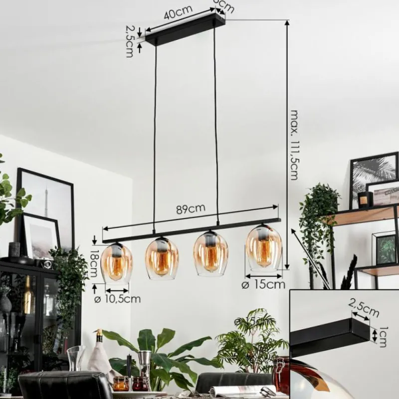 hofstein Suspension Verre 15cm Vevino Clair, 4 lumières