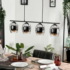 hofstein Suspension Verre 15cm Vevino Chrome, Clair, Fumé, 4 lumières