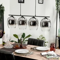 Suspension Verre Fumé-hofstein Suspension Verre 20cm Vevino Chrome, Clair, Fumé, 4 lumières