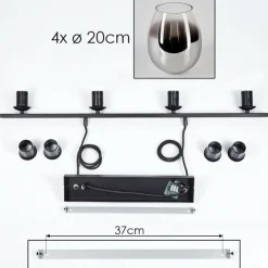 Suspension Verre Fumé-hofstein Suspension Verre 20cm Vevino Chrome, Clair, Fumé, 4 lumières