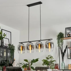 Suspension Verre Fumé-hofstein Suspension Verre 20cm Vevino Chrome, Clair, Fumé, 4 lumières