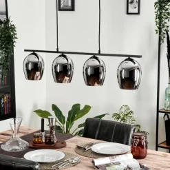 hofstein Suspension Verre 15cm Vevino Chrome, Fumé, 4 lumières