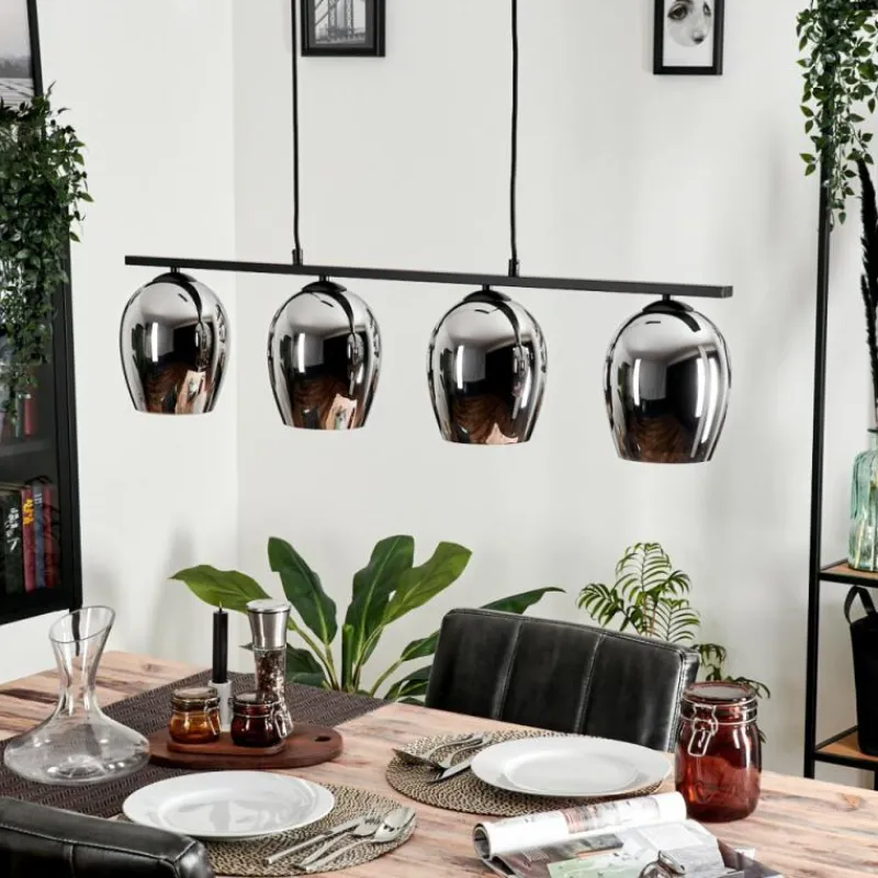 hofstein Suspension Verre 15cm Vevino Chrome, Fumé, 4 lumières