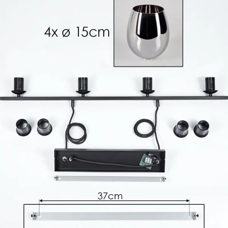 hofstein Suspension Verre 15cm Vevino Chrome, Fumé, 4 lumières