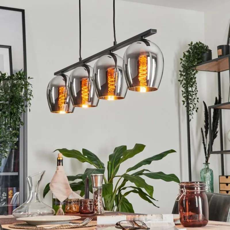 hofstein Suspension Verre 15cm Vevino Chrome, Fumé, 4 lumières