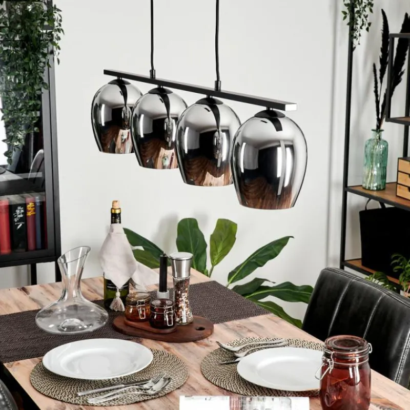 hofstein Suspension Verre 15cm Vevino Chrome, Fumé, 4 lumières