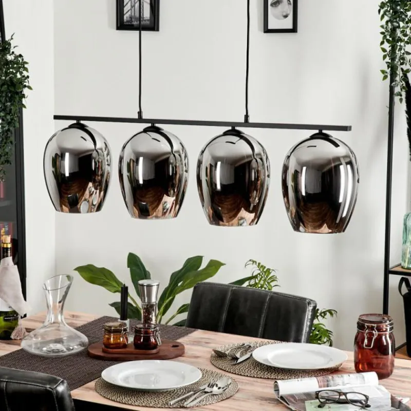hofstein Suspension Verre 20cm Vevino Chrome, Fumé, 4 lumières