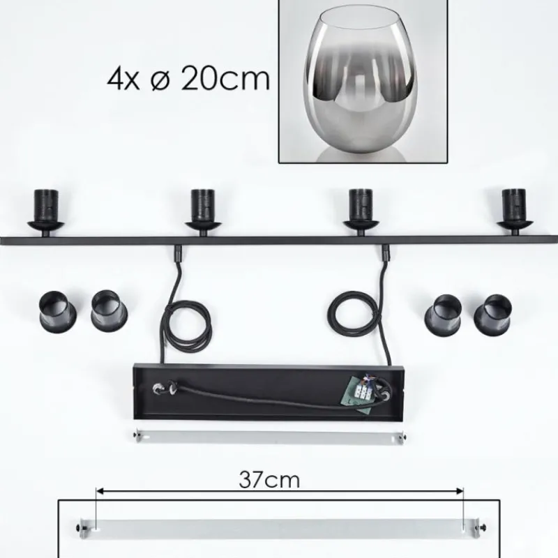 hofstein Suspension Verre 20cm Vevino Chrome, Fumé, 4 lumières