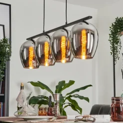 hofstein Suspension Verre 20cm Vevino Chrome, Fumé, 4 lumières