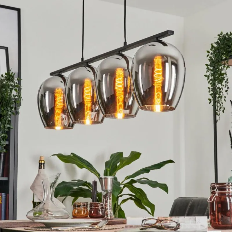 hofstein Suspension Verre 20cm Vevino Chrome, Fumé, 4 lumières