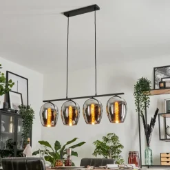 hofstein Suspension Verre 20cm Vevino Chrome, Fumé, 4 lumières