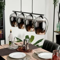 hofstein Suspension Verre 20cm Vevino Chrome, Fumé, 4 lumières