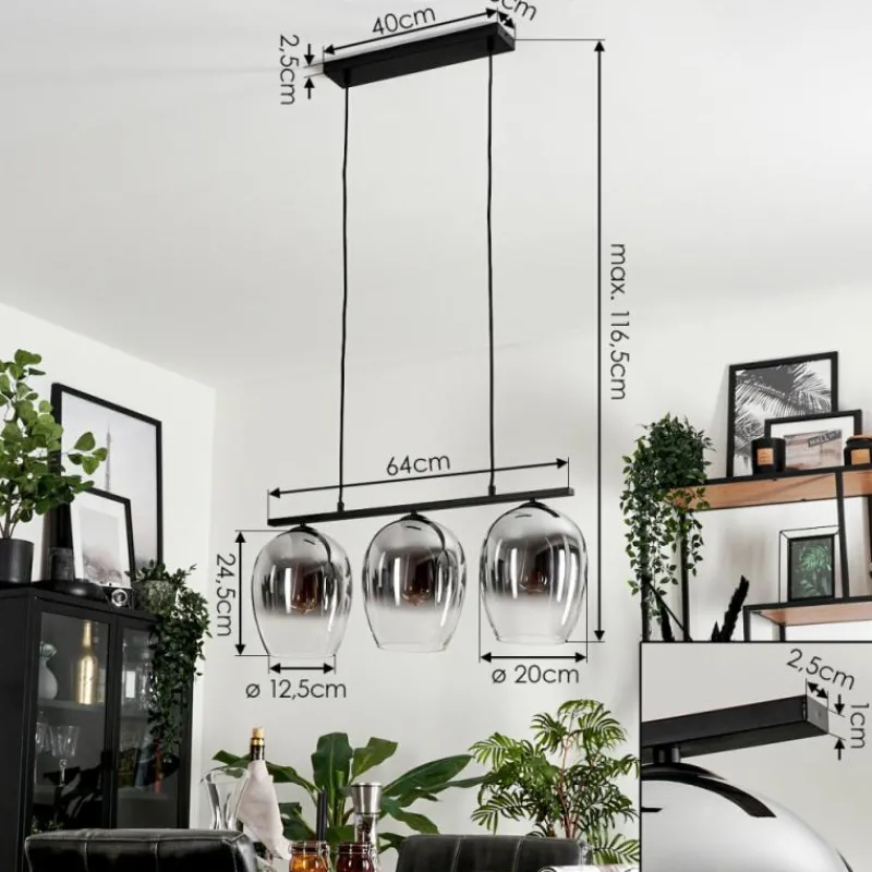 hofstein Suspension Vevino Clair, Fumé, 3 lumières