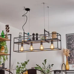 Lampes Industrielles-hofstein Suspension Victorine Chrome, Noir, 4 lumières