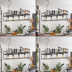 Lampes Industrielles-hofstein Suspension Victorine Chrome, Noir, 4 lumières