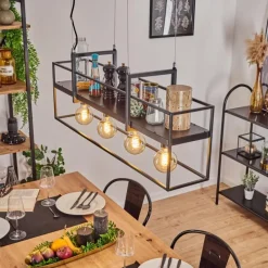 Lampes Industrielles-hofstein Suspension Victorine Chrome, Noir, 4 lumières