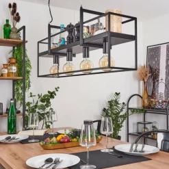 Lampes Industrielles-hofstein Suspension Victorine Chrome, Noir, 4 lumières