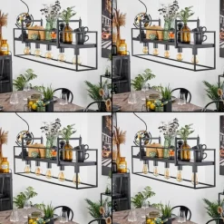 Style Boho-Chic-hofstein Suspension Victorine Chrome, Noir, 5 lumières