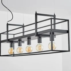 Style Boho-Chic-hofstein Suspension Victorine Chrome, Noir, 5 lumières