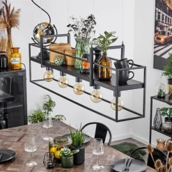 Style Boho-Chic-hofstein Suspension Victorine Chrome, Noir, 5 lumières