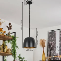 Lampes Dorées-hofstein Suspension Viking Noir, 1 lumière