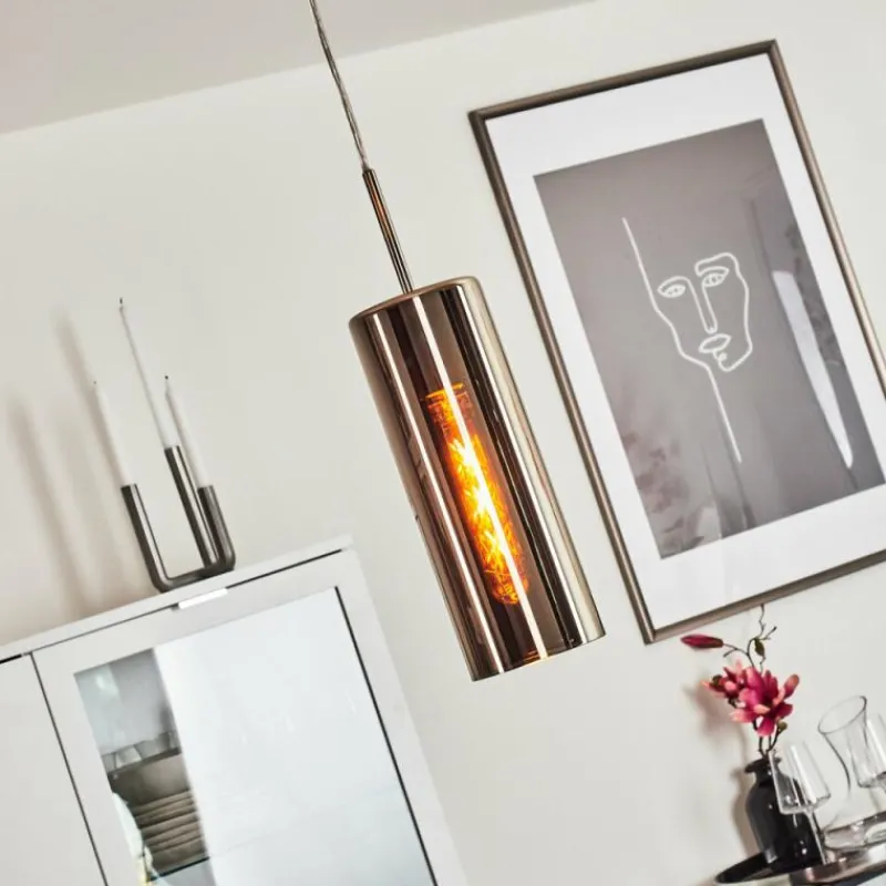 Lampes Dorées-hofstein Suspension Vimodrone Nickel mat, 1 lumière