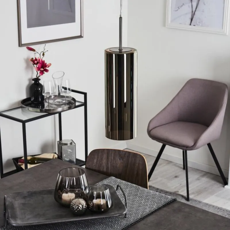 Lampes Dorées-hofstein Suspension Vimodrone Nickel mat, 1 lumière