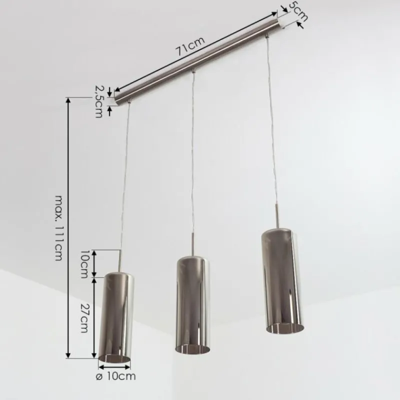 hofstein Suspension Vimodrone Nickel mat, 3 lumières