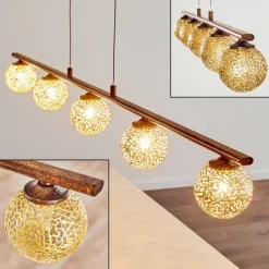 Lampes Dorées-hofstein Suspension Virga Rouille, 5 lumières