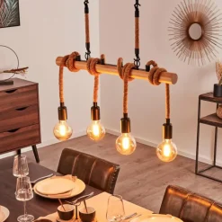 Style Boho-Chic-hofstein Suspension Vitlanda Brun, Bois clair, Noir, 4 lumières