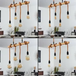 Style Boho-Chic-hofstein Suspension Vitlanda Brun, Bois clair, Noir, 4 lumières