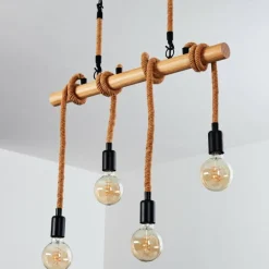 Style Boho-Chic-hofstein Suspension Vitlanda Brun, Bois clair, Noir, 4 lumières