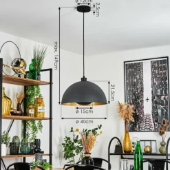 Lampes Dorées-hofstein Suspension Vivian Noir, 1 lumière