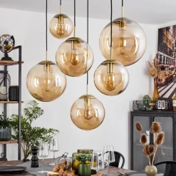 hofstein Suspension Voluntad Laiton, Noir, 6 lumières