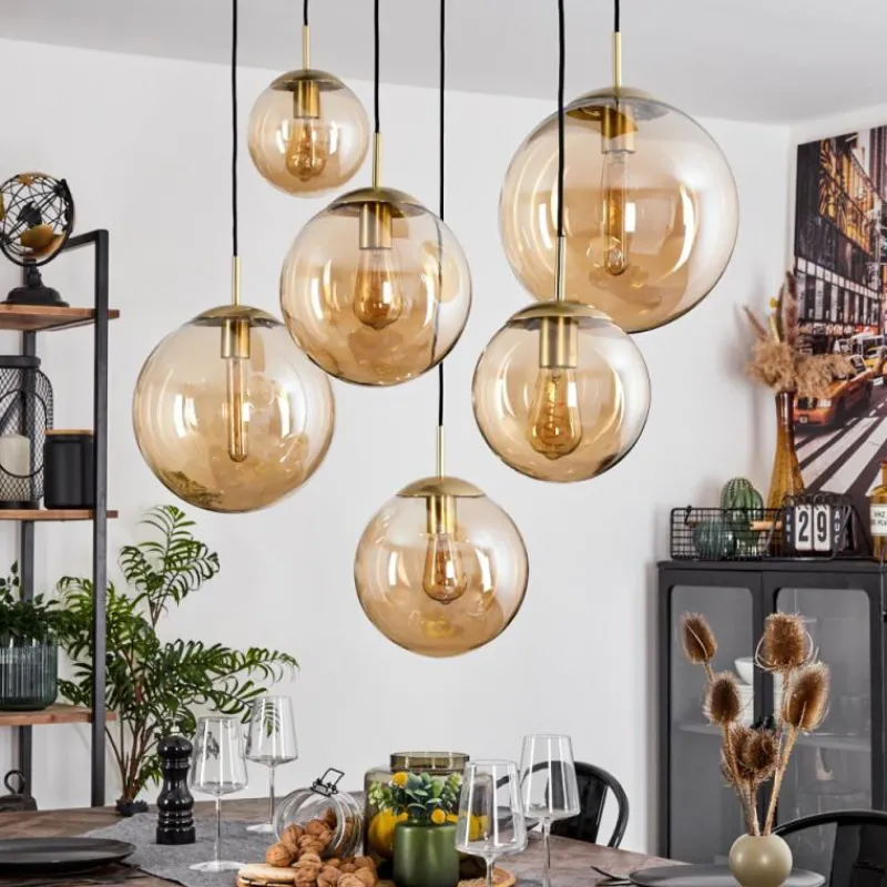 hofstein Suspension Voluntad Laiton, Noir, 6 lumières