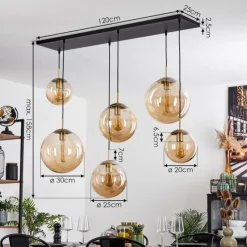 hofstein Suspension Voluntad Laiton, Noir, 6 lumières