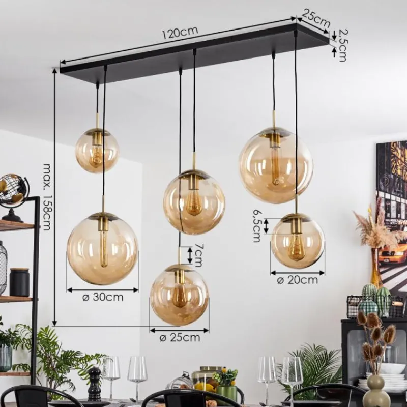 hofstein Suspension Voluntad Laiton, Noir, 6 lumières