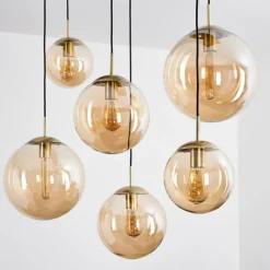 hofstein Suspension Voluntad Laiton, Noir, 6 lumières