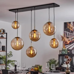 hofstein Suspension Voluntad Laiton, Noir, 6 lumières