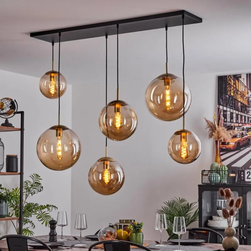 hofstein Suspension Voluntad Laiton, Noir, 6 lumières