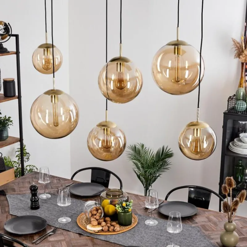 hofstein Suspension Voluntad Laiton, Noir, 6 lumières