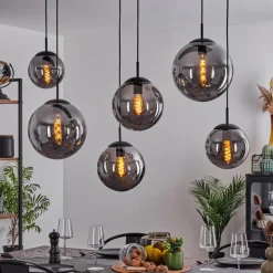 Suspension Verre Fumé-hofstein Suspension Voluntad Noir, 6 lumières