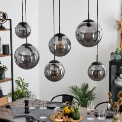 Suspension Verre Fumé-hofstein Suspension Voluntad Noir, 6 lumières