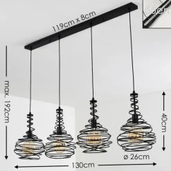 Lampes Industrielles-hofstein Suspension Walterswald Noir, 4 lumières