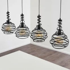 Lampes Industrielles-hofstein Suspension Walterswald Noir, 4 lumières