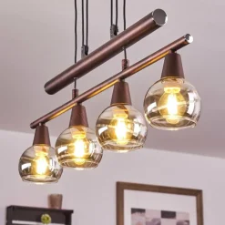 Suspension Verre Fumé-hofstein Suspension Warga LED Bronze, 4 lumières