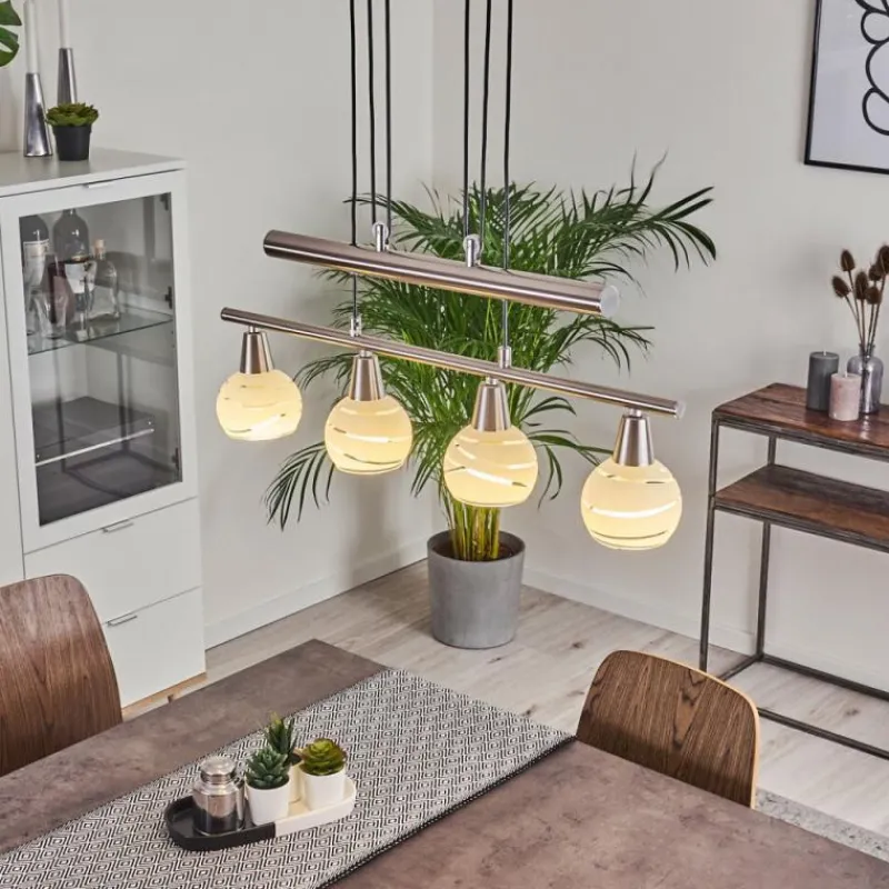 hofstein Suspension Warga LED Nickel mat, 4 lumières